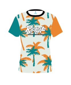 Radical Teal Orange Palm Trees CoolWick Bowling Jersey