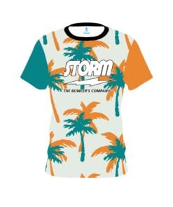 Storm Teal Orange Palm Trees CoolWick Bowling Jersey