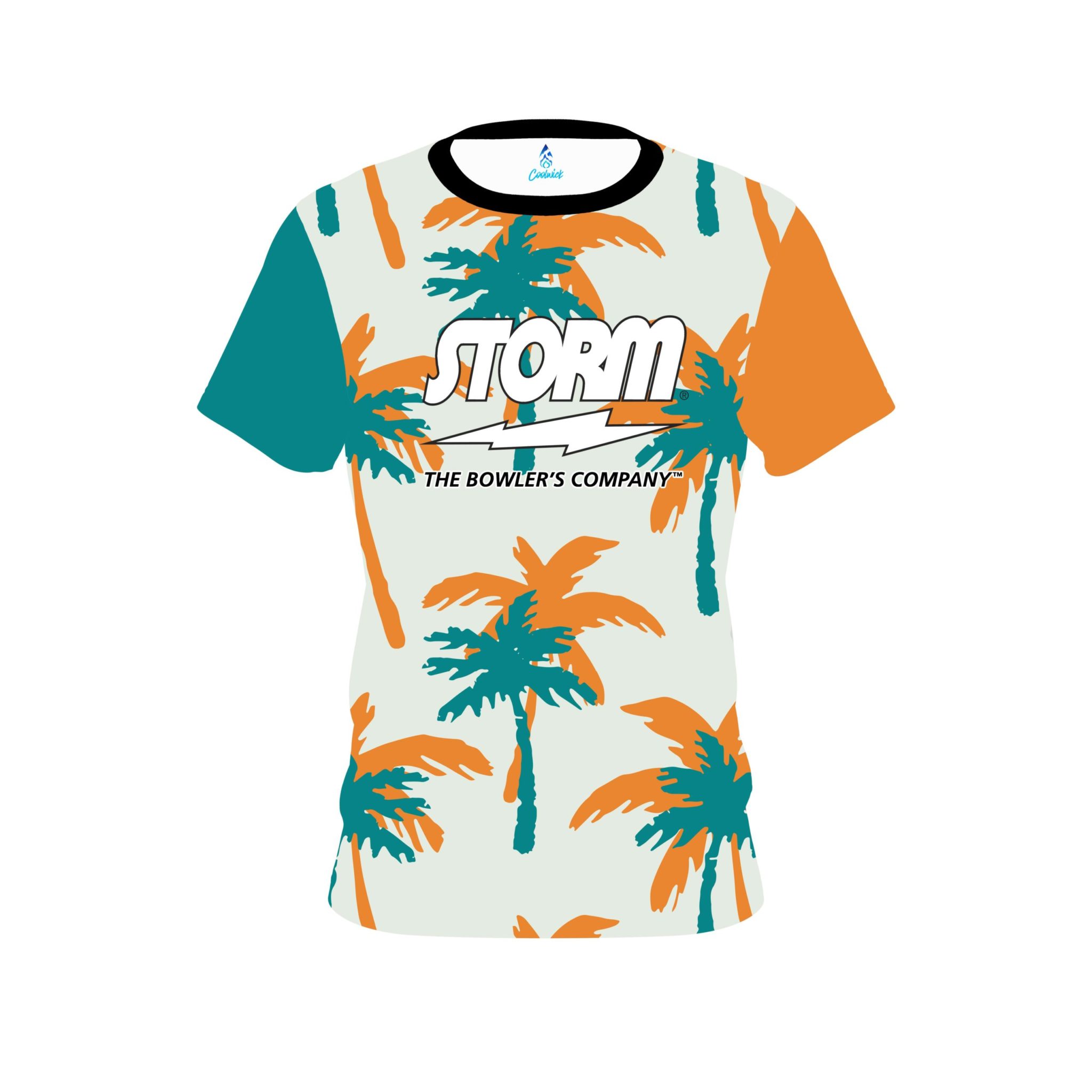 Storm Teal Orange Palm Trees CoolWick Bowling Jersey