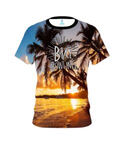 Big Bowling Sunset Palm Trees CoolWick Bowling Jersey