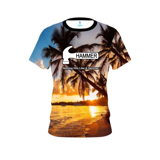 Hammer Sunset Palm Trees CoolWick Bowling Jersey - Image 2