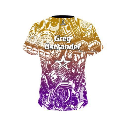 Greg Ostrander Gold Purple Auto Parts CoolWick Bowling Jersey - Image 2