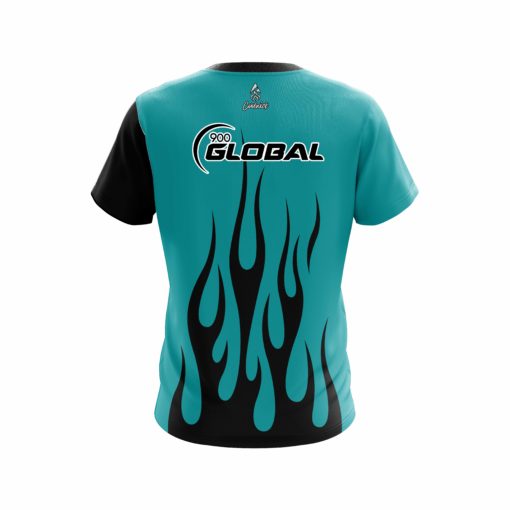 900 Global Cyan Flaming CoolWick Bowling Jersey - Image 2