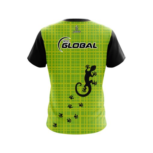 900 Global Lime Plaid Gecko CoolWick Bowling Jersey - Image 2