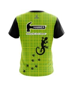 Alternative view of Hammer Lime Plaid Gecko CoolWick Bowling Jersey