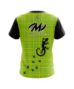 Alternative view of Motiv Lime Plaid Gecko CoolWick Bowling Jersey