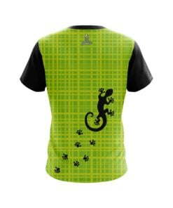 Alternative view of Plain Lime Plaid Gecko CoolWick Bowling Jersey