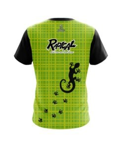 Alternative view of Radical Lime Plaid Gecko CoolWick Bowling Jersey