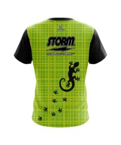 Alternative view of Storm Lime Plaid Gecko CoolWick Bowling Jersey