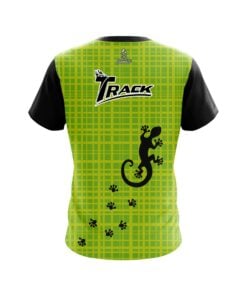 Alternative view of Track Lime Plaid Gecko CoolWick Bowling Jersey
