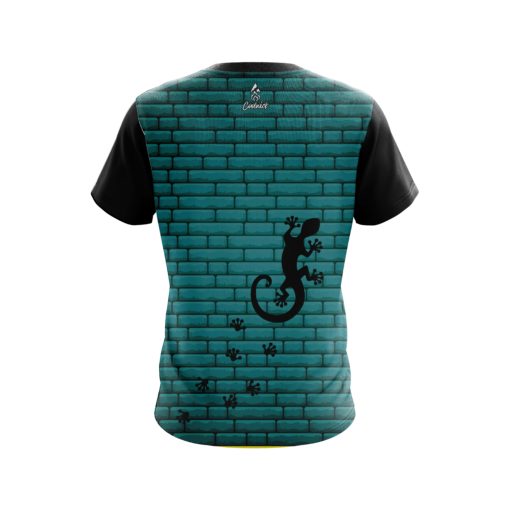 Plain Turq Bricks Gecko CoolWick Bowling Jersey - Image 2