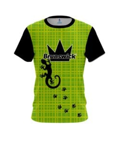 Brunswick Lime Plaid Gecko Coolwick Bowling Jersey