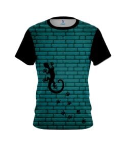 Plain Turq Bricks Gecko CoolWick Bowling Jersey