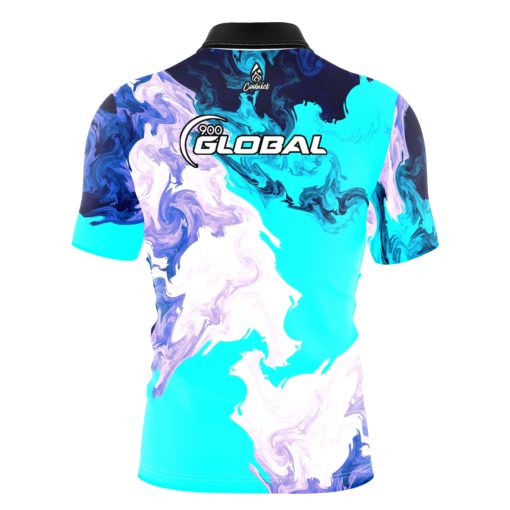 900 Global Abstract Quick Ship CoolWick Sash Zip Bowling Jersey - Image 2
