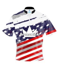Brunswick All American Quick Ship CoolWick Sash Zip Bowling Jersey