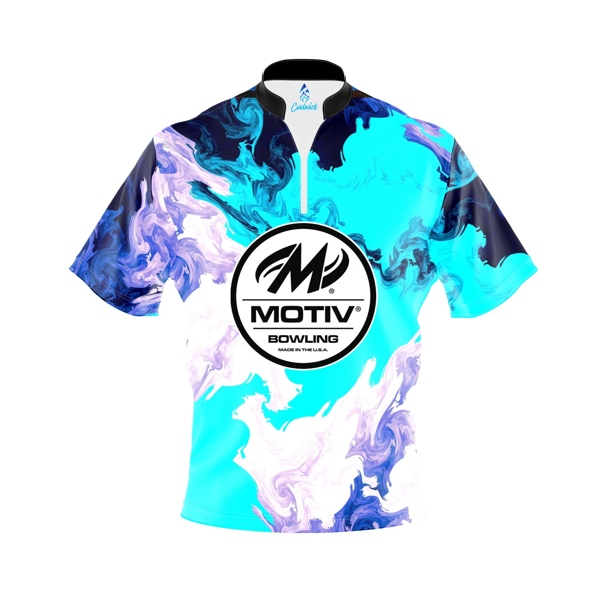 Motiv Abstract Quick Ship CoolWick Sash Zip Bowling Jersey