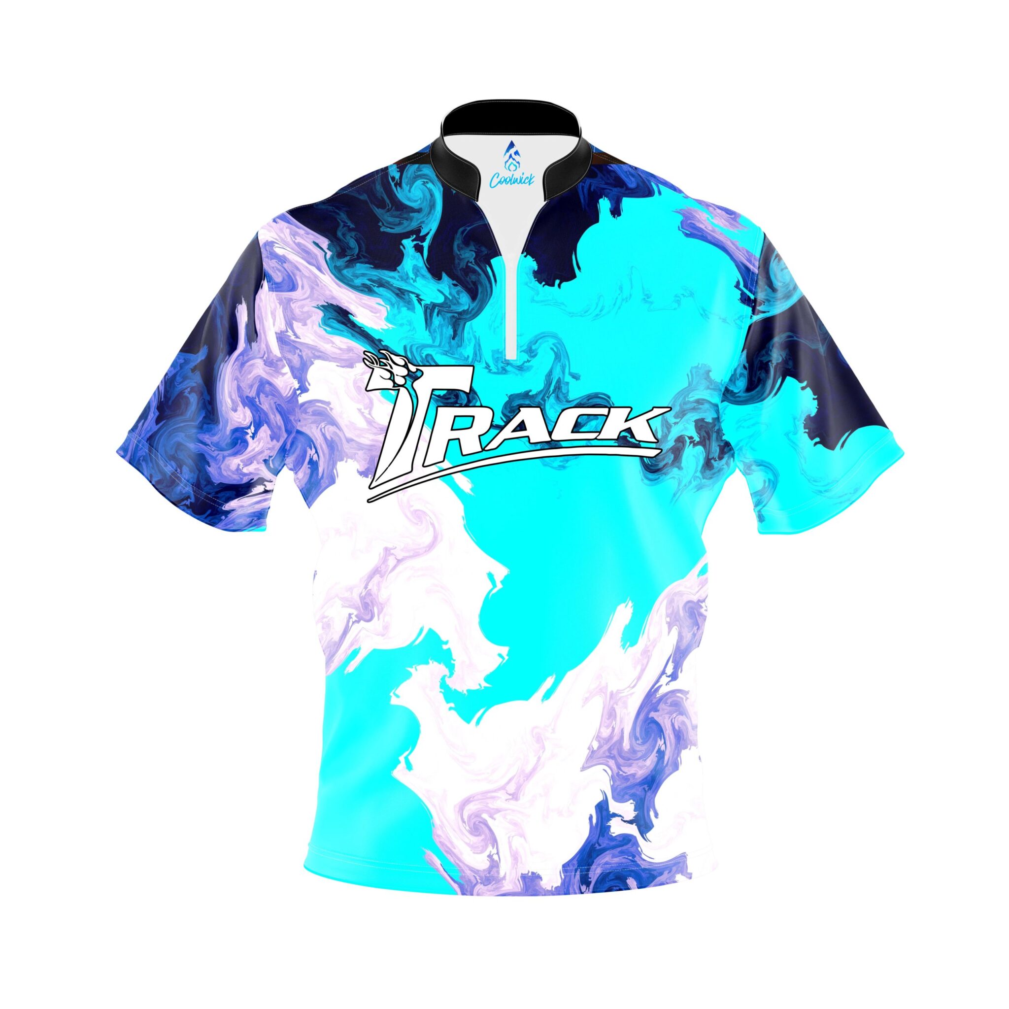 Track Abstract Quick Ship CoolWick Sash Zip Bowling Jersey