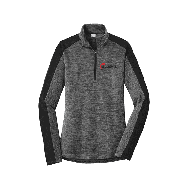 900 Global Women's Electric Heather 1/4 Zip Wicking Pullover XSmall Grey/Black Electric
