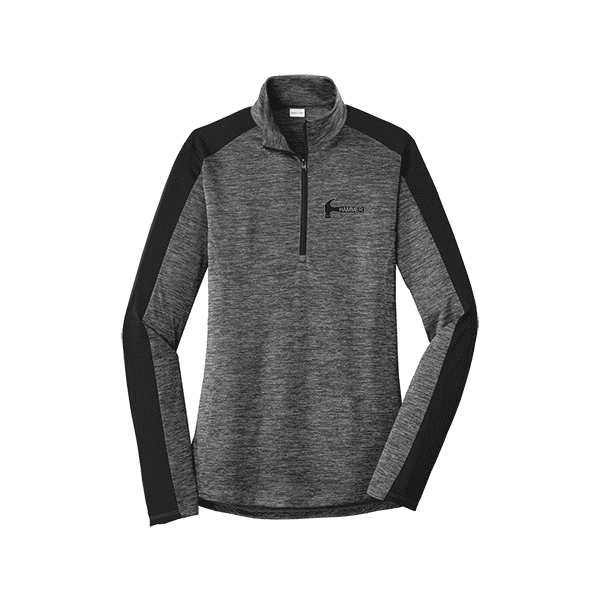 Hammer Women's Electric Heather 1/4 Zip Wicking Pullover 2X Grey/Black Electric