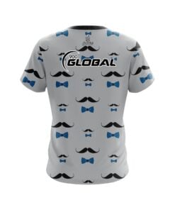 Alternative view of 900 Global Grey Blue Mustache CoolWick Bowling Jersey