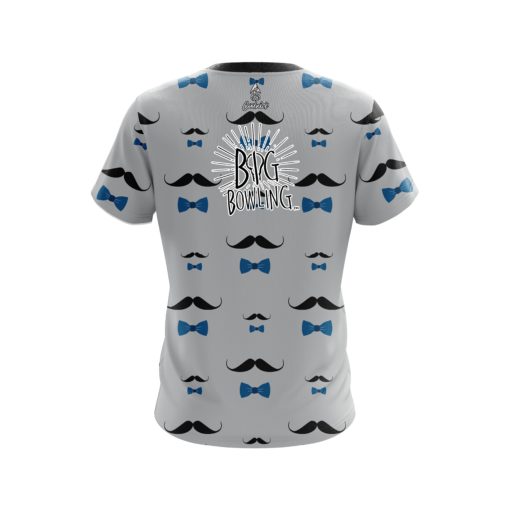 Big Bowling Grey Blue Mustache CoolWick Bowling Jersey - Image 2