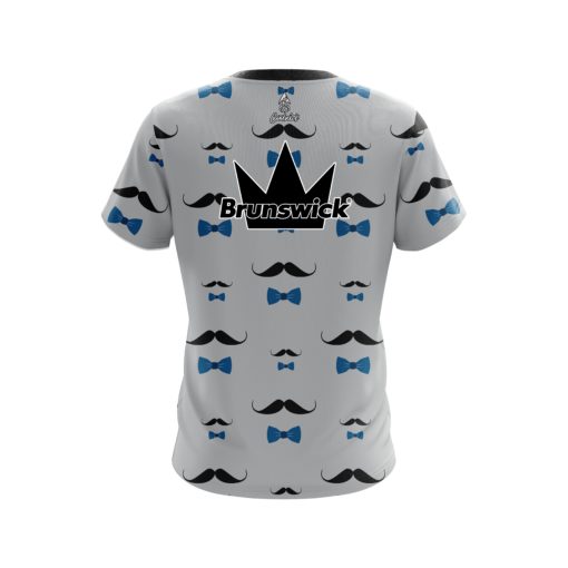 Brunswick Grey Blue Mustache Coolwick Bowling Jersey - Image 2