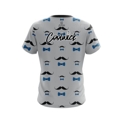 Signature Grey Blue Mustache CoolWick Bowling Jersey - Image 2