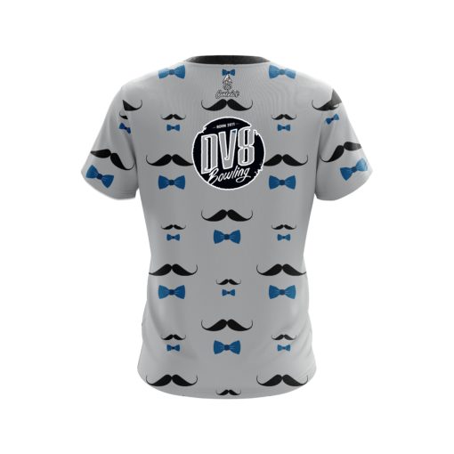 DV8 Grey Blue Mustache CoolWick Bowling Jersey - Image 2
