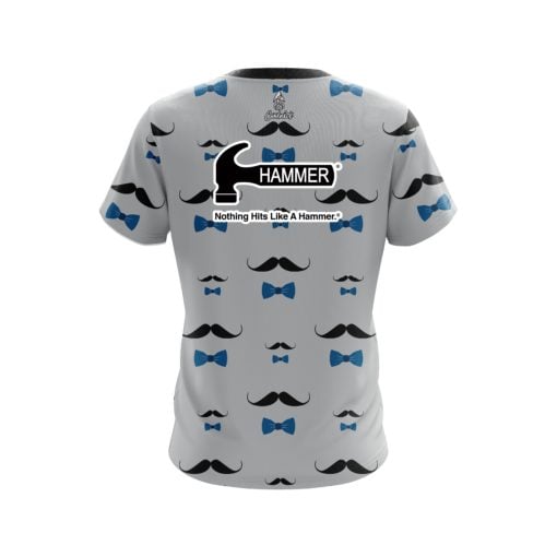 Hammer Grey Blue Mustache CoolWick Bowling Jersey - Image 2