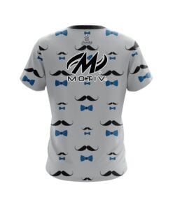 Alternative view of Motiv Grey Blue Mustache CoolWick Bowling Jersey