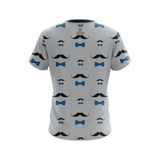 Plain Grey Blue Mustache CoolWick Bowling Jersey - Image 2