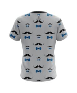 Alternative view of Plain Grey Blue Mustache CoolWick Bowling Jersey