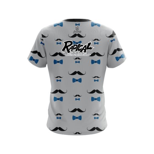 Radical Grey Blue Mustache CoolWick Bowling Jersey - Image 2