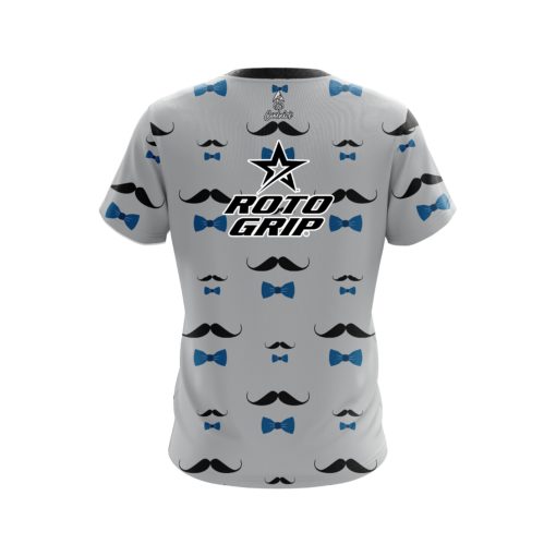 Roto Grip Grey Blue Mustache CoolWick Bowling Jersey - Image 2