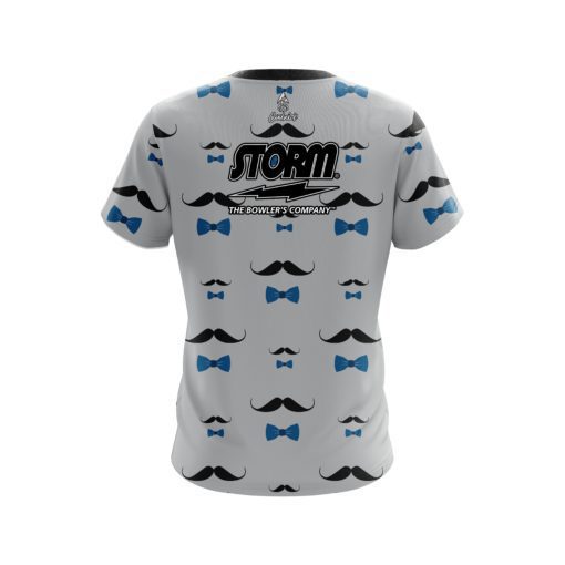 Storm Grey Blue Mustache CoolWick Bowling Jersey - Image 2