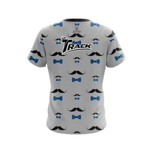 Track Grey Blue Mustache CoolWick Bowling Jersey - Image 2