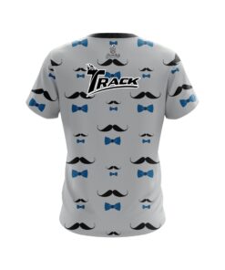 Alternative view of Track Grey Blue Mustache CoolWick Bowling Jersey