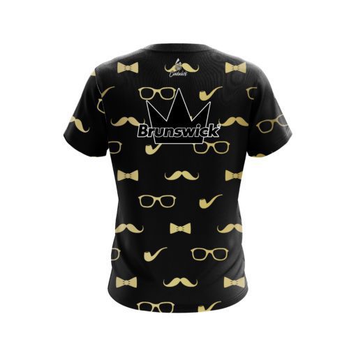 Brunswick Black Gold Mustache Coolwick Bowling Jersey - Image 2
