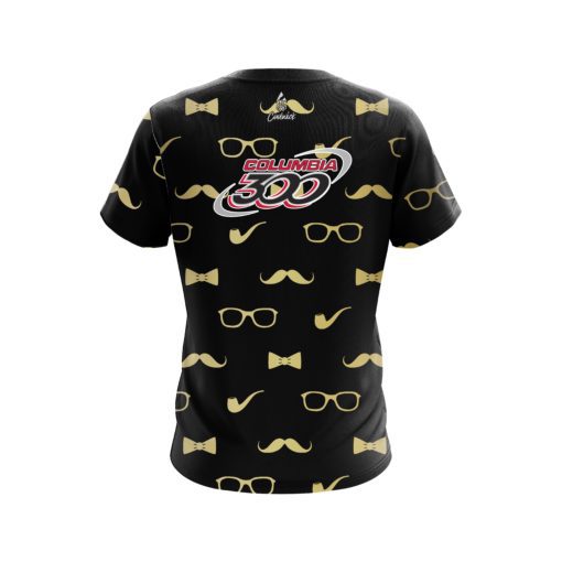 Columbia 300 Black Gold Mustache CoolWick Bowling Jersey - Image 2