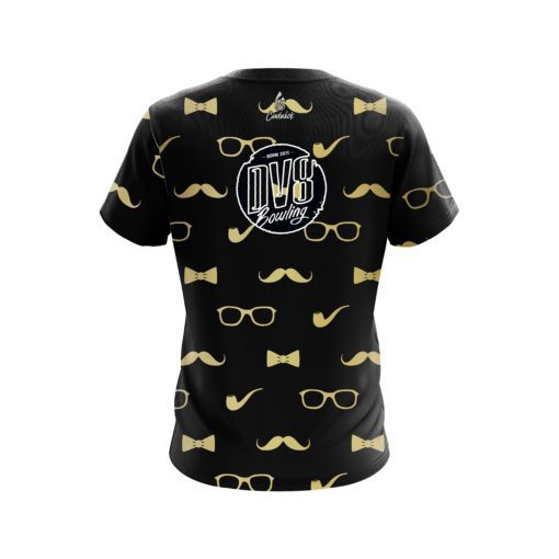 DV8 Black Gold Mustache CoolWick Bowling Jersey - Image 2