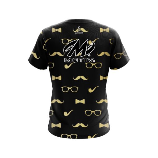 Motiv Black Gold Mustache CoolWick Bowling Jersey - Image 2