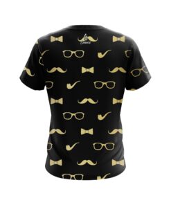 Alternative view of Plain Black Gold Mustache CoolWick Bowling Jersey