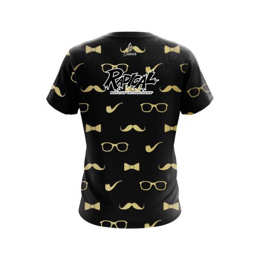 Radical Black Gold Mustache CoolWick Bowling Jersey - Image 2