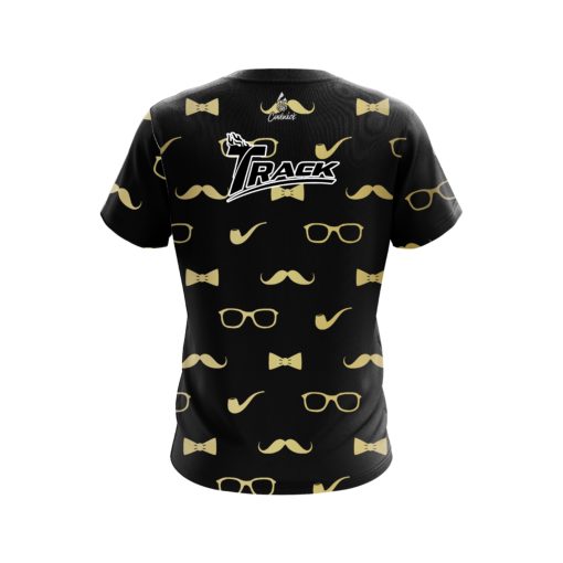 Track Black Gold Mustache CoolWick Bowling Jersey - Image 2