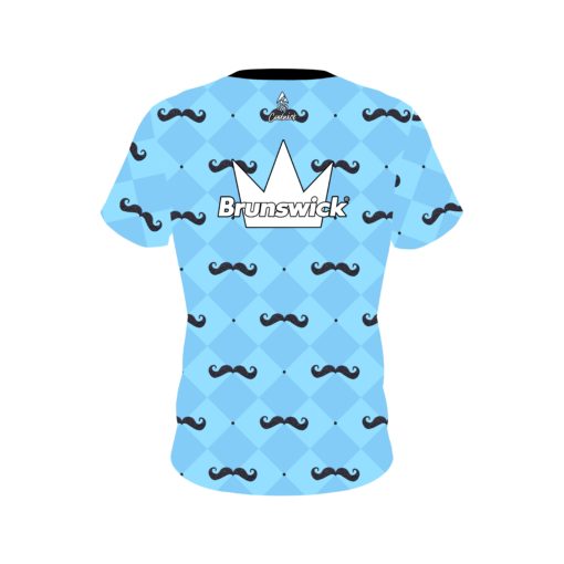 Brunswick Baby Blue Mustache Coolwick Bowling Jersey - Image 2