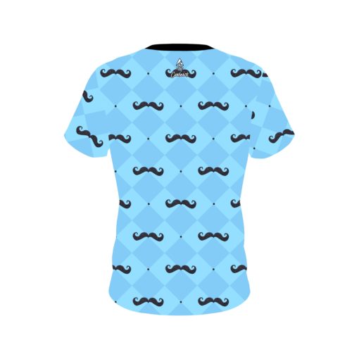 Plain Baby Blue Mustache CoolWick Bowling Jersey - Image 2