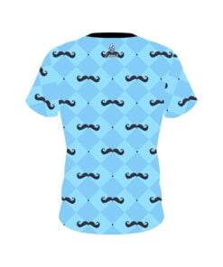 Alternative view of Plain Baby Blue Mustache CoolWick Bowling Jersey