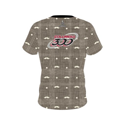 Columbia 300 Brown Plaid Mustache CoolWick Bowling Jersey - Image 2