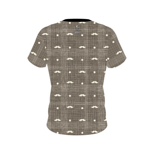 Plain Brown Plaid Mustache CoolWick Bowling Jersey - Image 2
