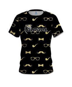 900 Global Black Gold Mustache CoolWick Bowling Jersey